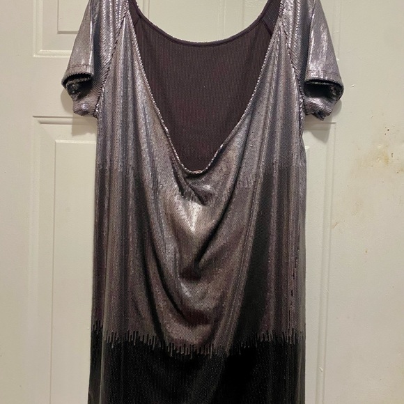 Free People Short Sleeve Drenched In Sequins Mini Dress Ombré Size Medium - Picture 3 of 5